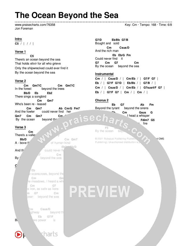 The Ocean Beyond the Sea Chords & Lyrics (Jon Foreman)