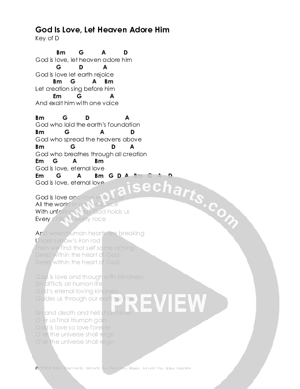 God Is Love Let Heaven Adore Him Chord Chart (High Street Hymns)