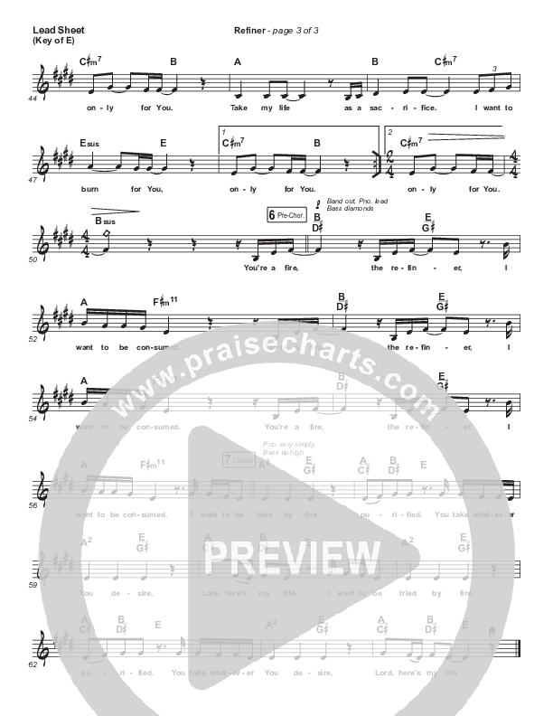 Refiner Lead Sheet (Melody) (Maverick City Music / Steffany Gretzinger)