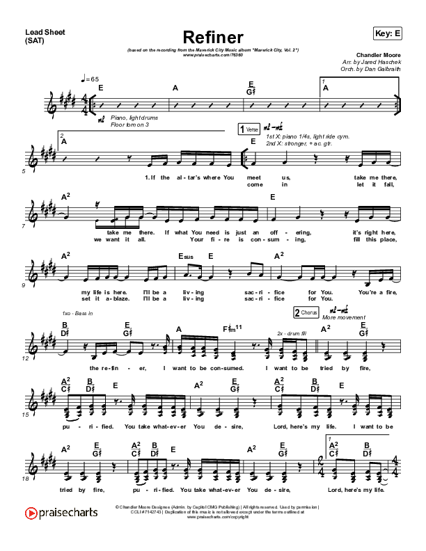 Refiner Lead Sheet (SAT) (Maverick City Music / Steffany Gretzinger)