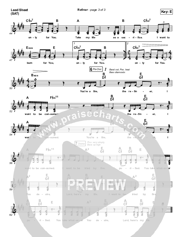 Refiner Lead Sheet (SAT) (Maverick City Music / Steffany Gretzinger)