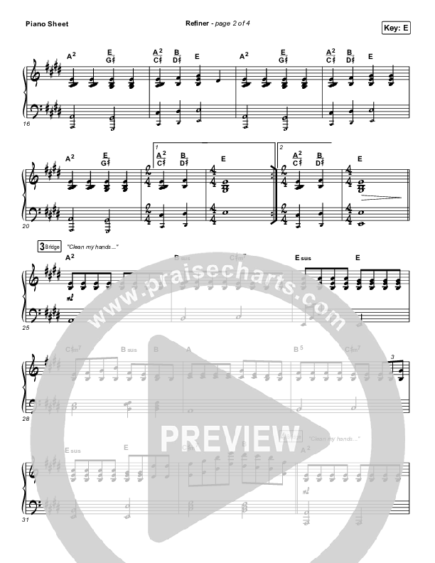Refiner Piano Sheet (Maverick City Music / Steffany Gretzinger)