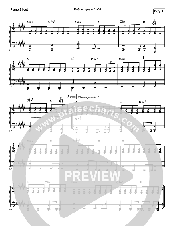 Refiner Piano Sheet (Maverick City Music / Steffany Gretzinger)