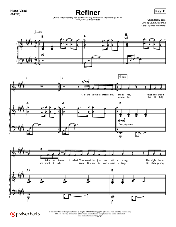 Refiner Piano/Vocal (SATB) (Maverick City Music / Steffany Gretzinger)