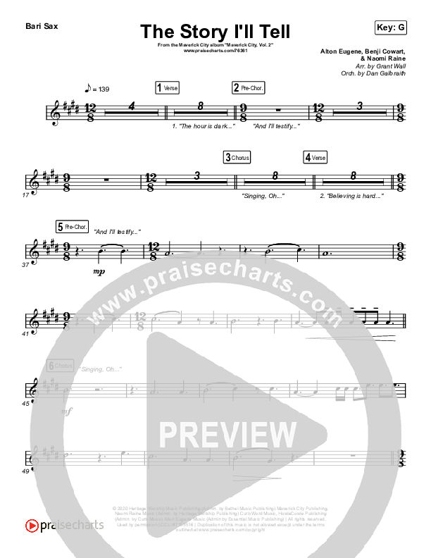 The Story I'll Tell Bari Sax (Maverick City Music / Naomi Raine)