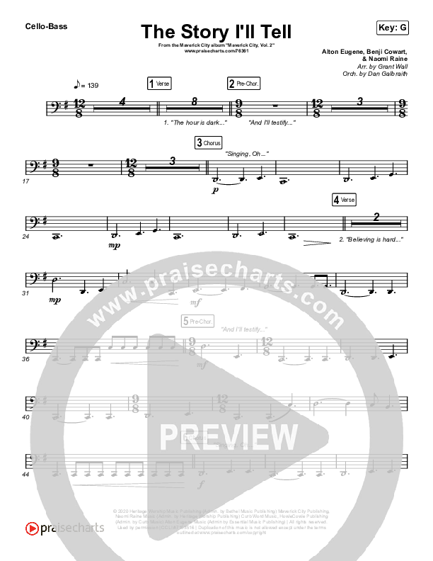 The Story I'll Tell Cello/Bass (Maverick City Music / Naomi Raine)