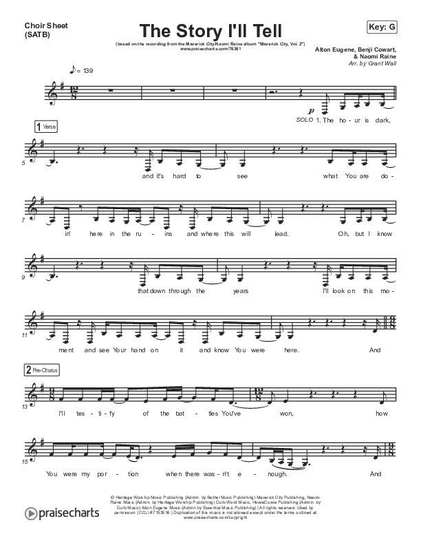 The Story I'll Tell Vocal Sheet (SATB) (Maverick City Music / Naomi Raine)