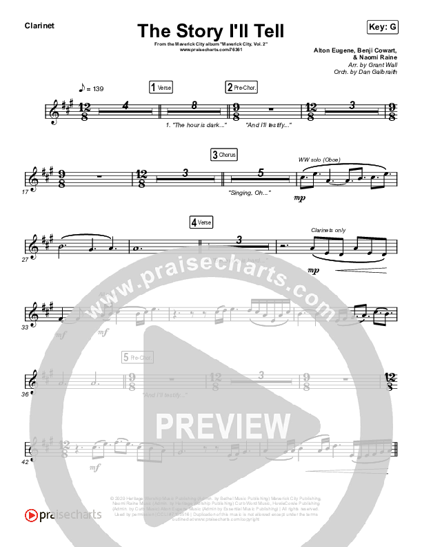 The Story I'll Tell Clarinet (Maverick City Music / Naomi Raine)