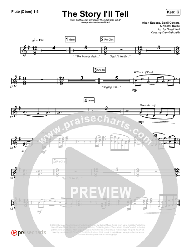 The Story I'll Tell Flute/Oboe 1/2/3 (Maverick City Music / Naomi Raine)