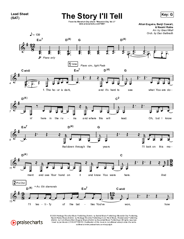 The Story I'll Tell Lead Sheet (SAT) (Maverick City Music / Naomi Raine)