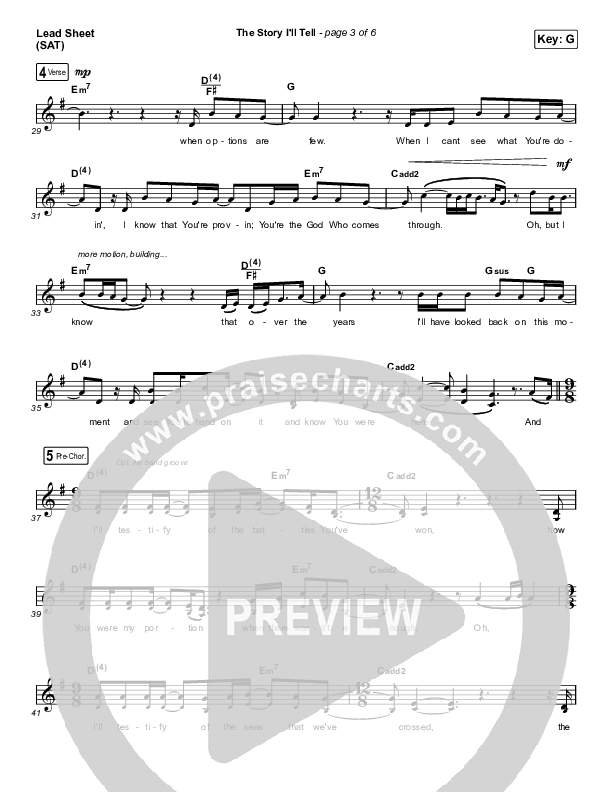 The Story I'll Tell Lead Sheet (SAT) (Maverick City Music / Naomi Raine)