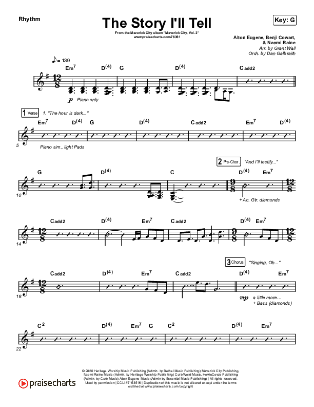 The Story I'll Tell Rhythm Chart (Maverick City Music / Naomi Raine)