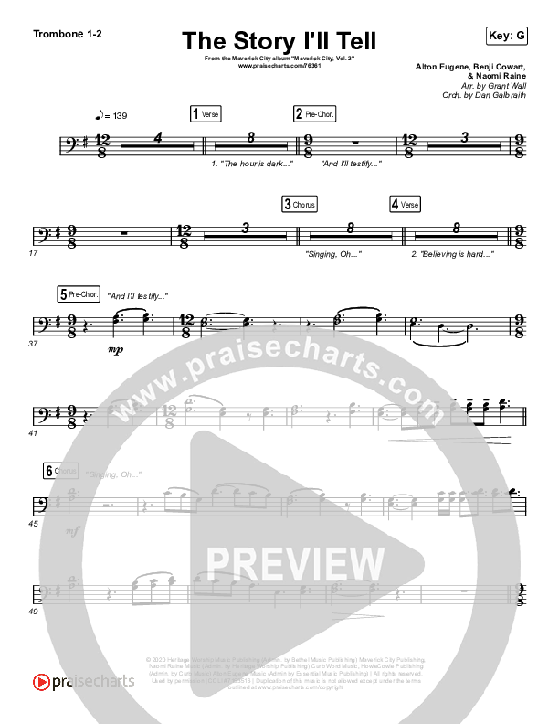 The Story I'll Tell Trombone 1/2 (Maverick City Music / Naomi Raine)
