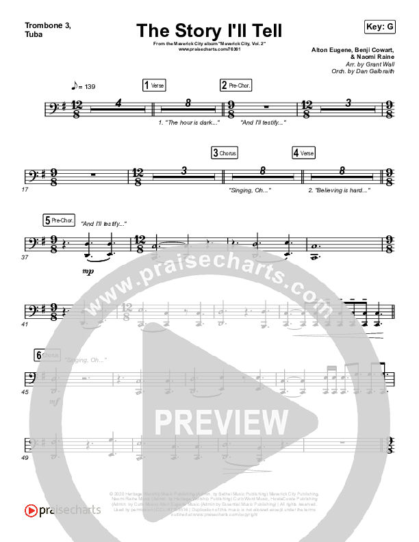 The Story I'll Tell Trombone 3/Tuba (Maverick City Music / Naomi Raine)