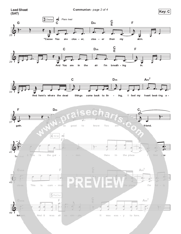 Communion Lead Sheet (SAT) (Maverick City Music / Steffany Gretzinger / Brandon Lake)