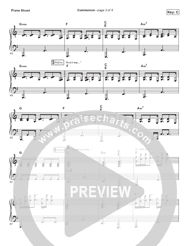 Communion Piano Sheet (Maverick City Music / Steffany Gretzinger / Brandon Lake)