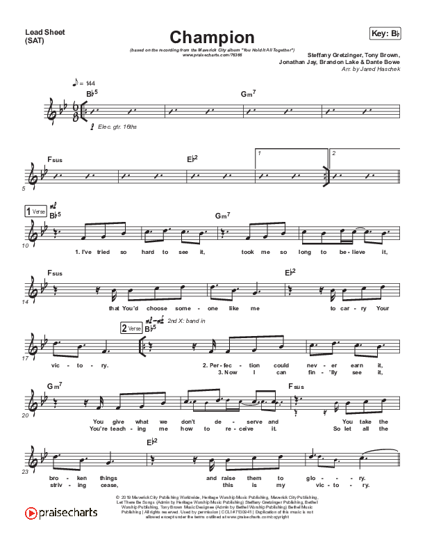 Champion Lead Sheet (SAT) (Maverick City Music / UPPERROOM / Brandon Lake / Maryanne J. George)