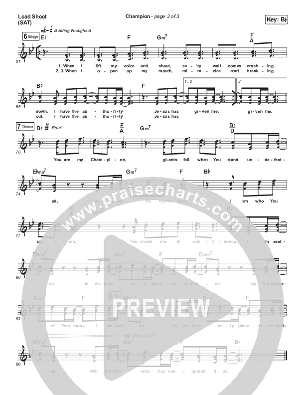 Champion Lead Sheet (SAT) (Maverick City Music / UPPERROOM / Brandon Lake / Maryanne J. George)