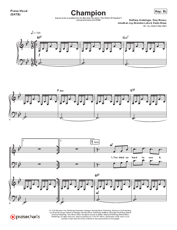 Champion Piano/Vocal (SATB) (Maverick City Music / UPPERROOM / Brandon Lake / Maryanne J. George)