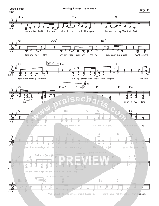 Getting Ready Lead Sheet (SAT) (Maverick City Music / UPPERROOM / Abbie Gamboa / Naomi Raine / Joel Figueroa)