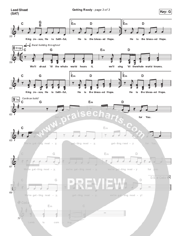 Getting Ready Lead Sheet (SAT) (Maverick City Music / UPPERROOM / Abbie Gamboa / Naomi Raine / Joel Figueroa)