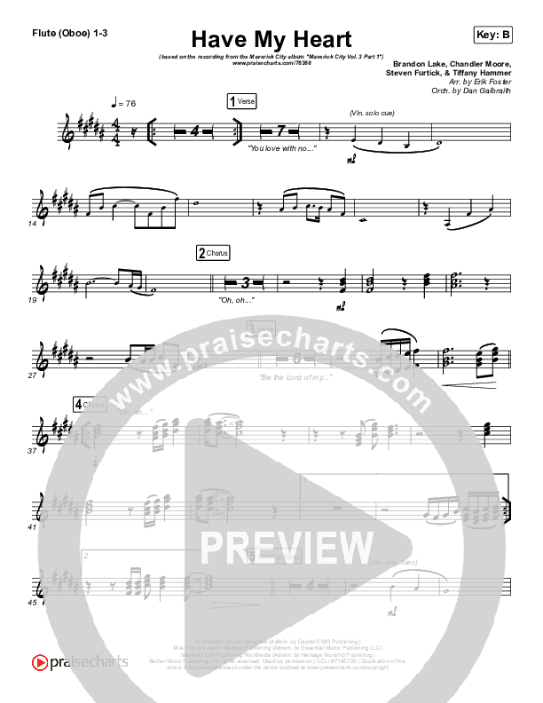 Have My Heart Flute/Oboe 1/2/3 (Maverick City Music / Chris Brown / Chandler Moore)
