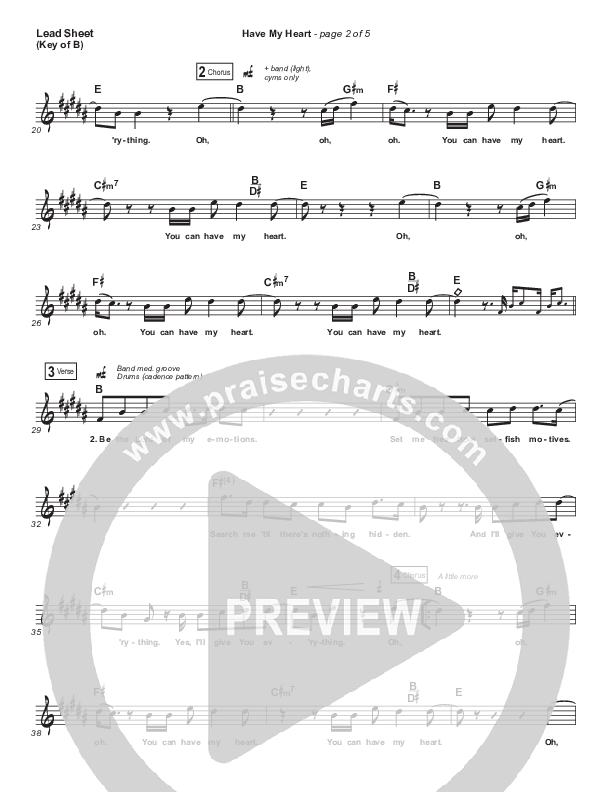 Have My Heart Lead Sheet (Melody) (Maverick City Music / Chris Brown / Chandler Moore)
