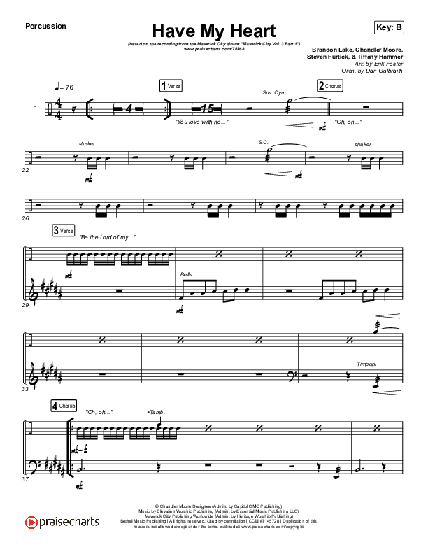Have My Heart Percussion (Maverick City Music / Chris Brown / Chandler Moore)