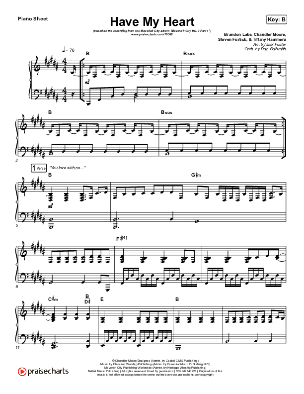 Have My Heart Piano Sheet (Maverick City Music / Chris Brown / Chandler Moore)