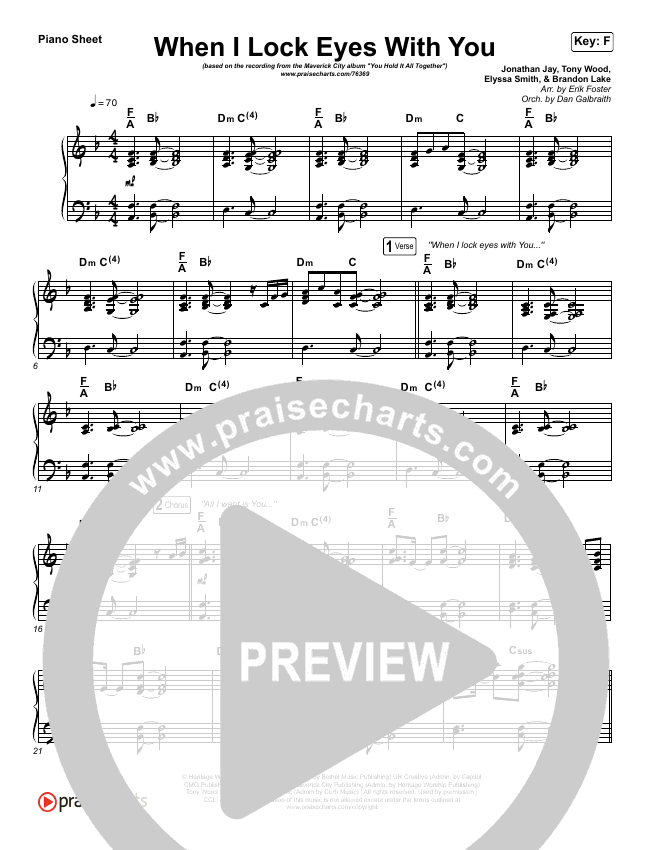 When I Lock Eyes With You Sheet Music (Maverick City Music / UPPERROOM