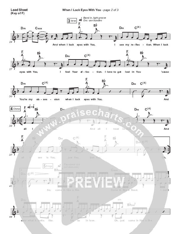 When I Lock Eyes With You Lead Sheet (Melody) (Maverick City Music / UPPERROOM / Abbie Gamboa / Naomi Raine / Joel Figueroa)