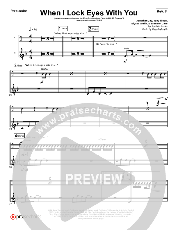 When I Lock Eyes With You Percussion Sheet Music PDF (Maverick City