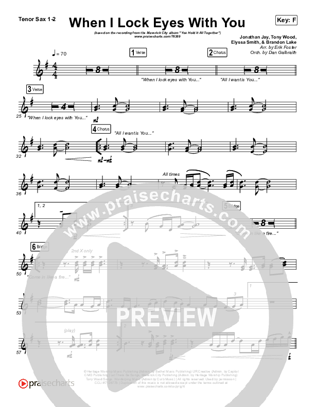 When I Lock Eyes With You Tenor Sax 1/2 (Maverick City Music / UPPERROOM / Abbie Gamboa / Naomi Raine / Joel Figueroa)