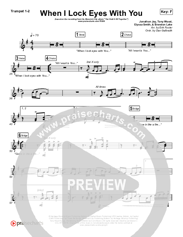 When I Lock Eyes With You Trumpet 1,2 (Maverick City Music / UPPERROOM / Abbie Gamboa / Naomi Raine / Joel Figueroa)