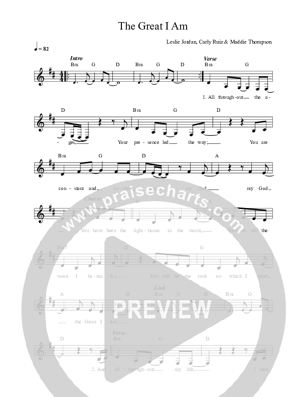 Great I Am Lead Sheet (YWAM Kona Music)