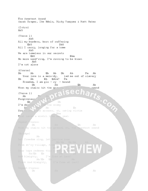 The Sweetest Sound Chord Chart (Village Lights / Ike Ndolo)