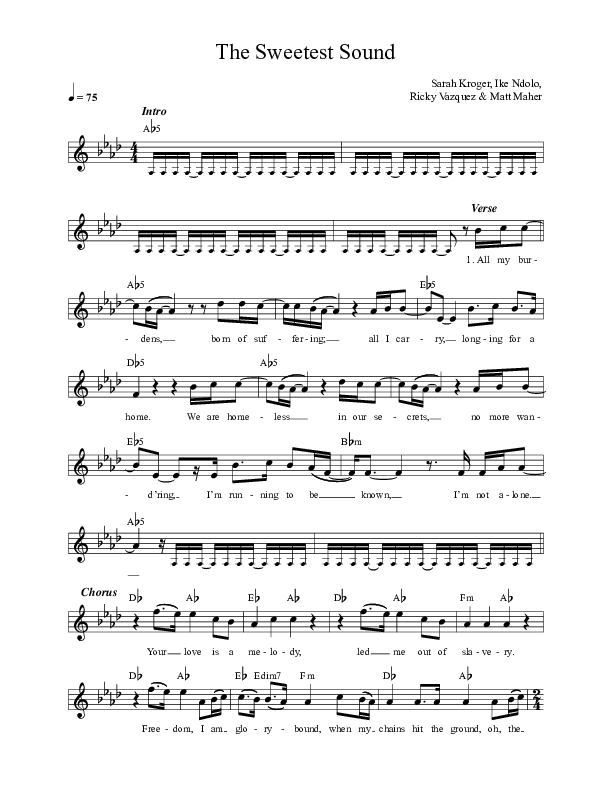 The Sweetest Sound Lead Sheet (Village Lights / Ike Ndolo)