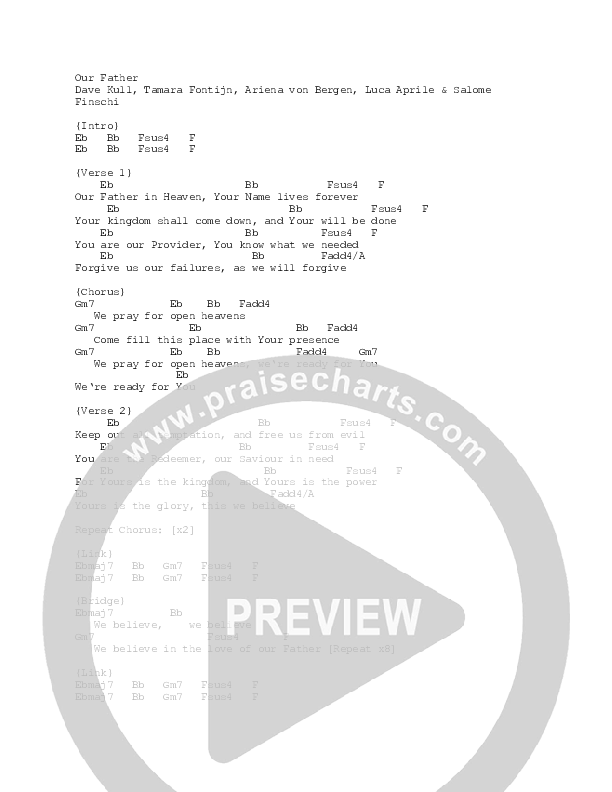 Our Father (Live) Chord Chart (ICF Worship)