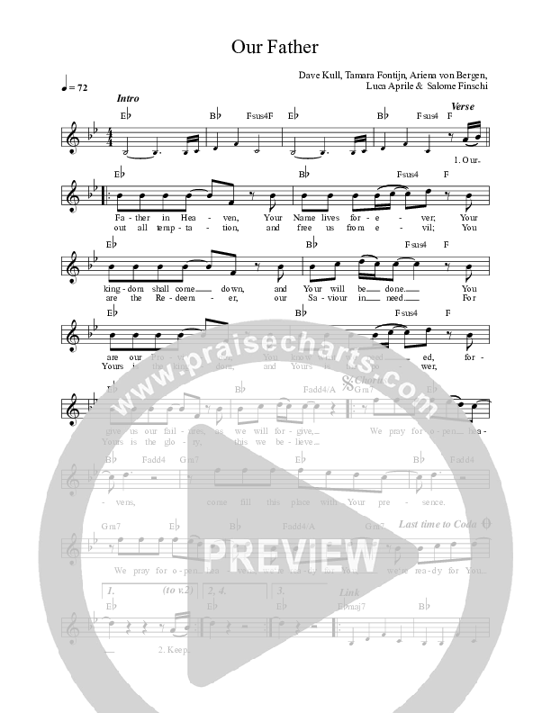 Our Father (Live) Lead Sheet (ICF Worship)