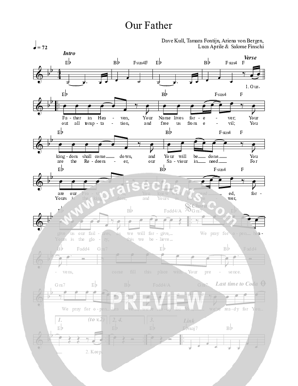 Our Father (Live) Lead Sheet (ICF Worship)