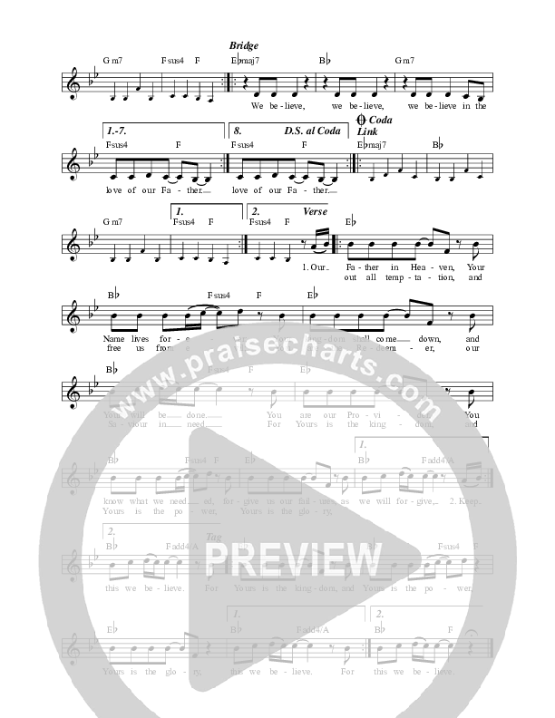 Our Father (Live) Lead Sheet (ICF Worship)