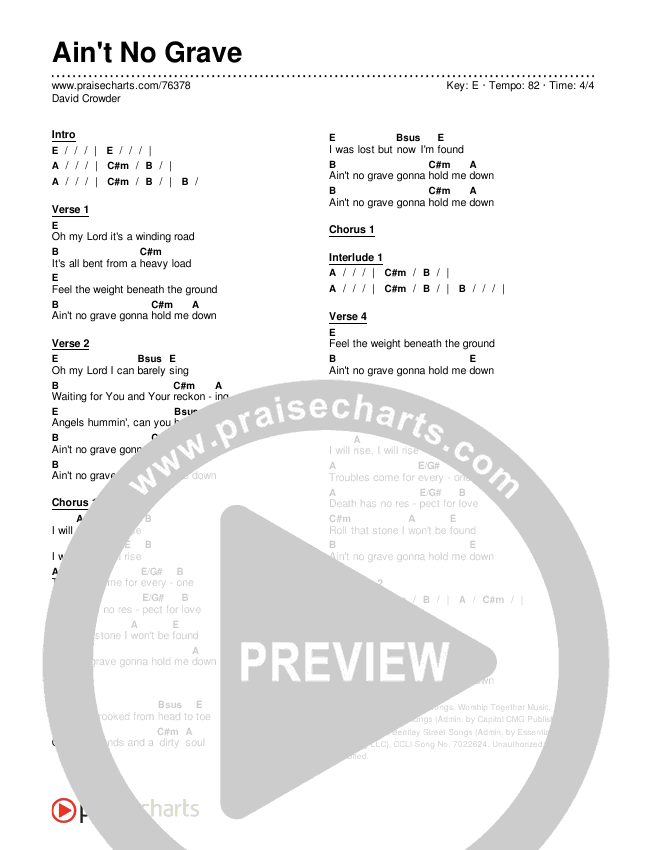 Ain't No Grave Chords & Lyrics (David Crowder)