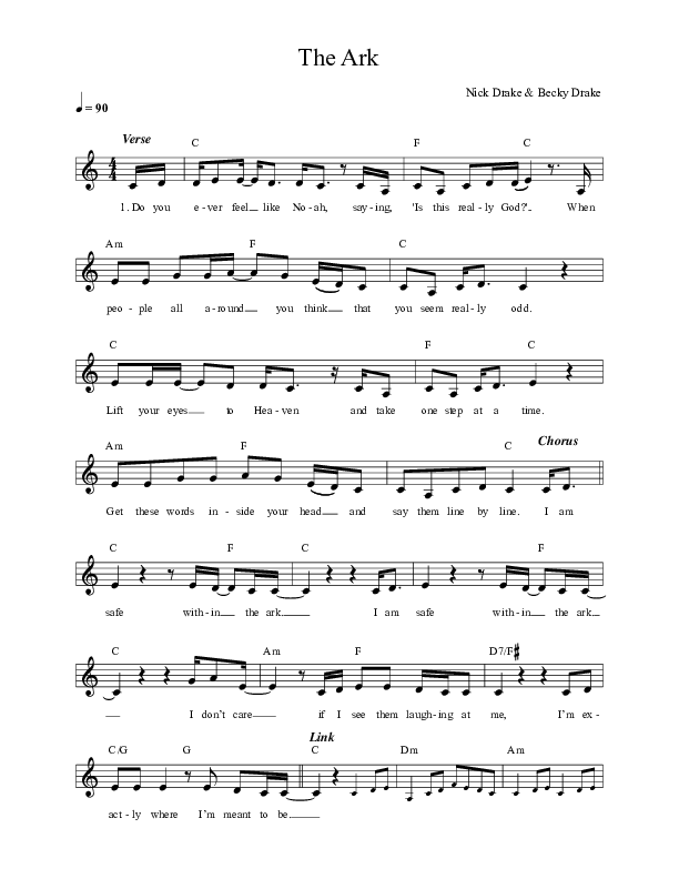 The Ark Lead Sheet (Nick & Becky Drake / Worship For Everyone)