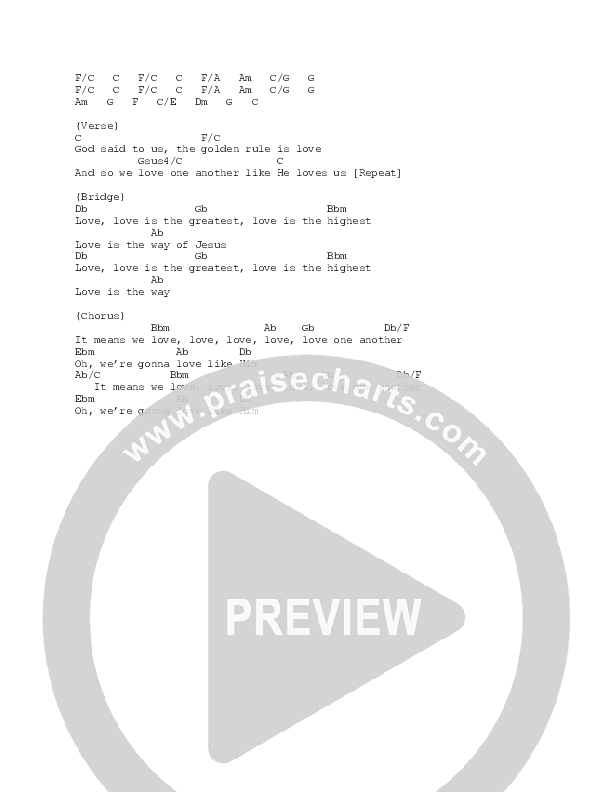 The Golden Rule Chord Chart (Nick & Becky Drake / Worship For Everyone)