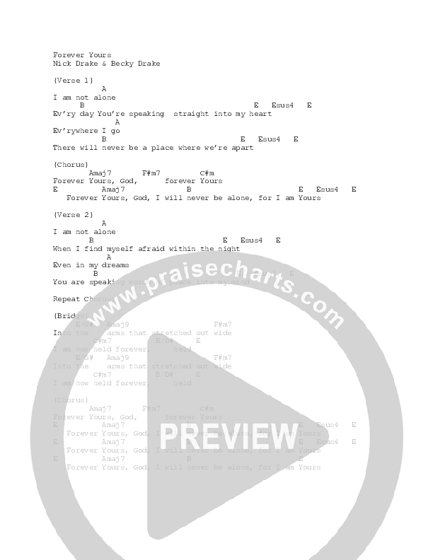 Forever Yours Chord Chart (Nick & Becky Drake / Worship For Everyone)