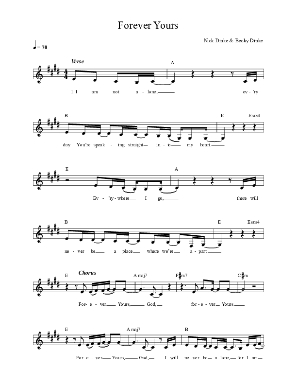 Forever Yours Lead Sheet (Nick & Becky Drake / Worship For Everyone)