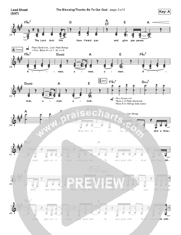 The Blessing / Thanks Be To Our God Lead Sheet (SAT) (Travis Cottrell / Skye Reedy / Worship Together)