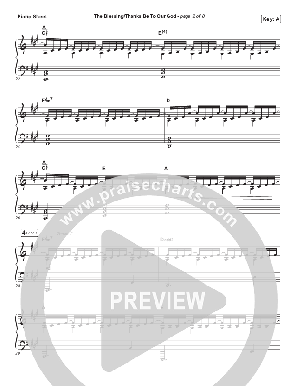 The Blessing / Thanks Be To Our God Piano Sheet (Travis Cottrell / Skye Reedy / Worship Together)