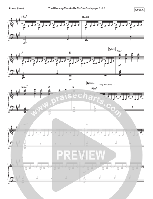 The Blessing / Thanks Be To Our God Piano Sheet (Travis Cottrell / Skye Reedy / Worship Together)