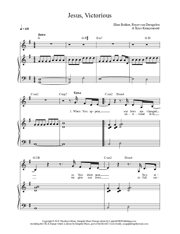 Jesus Victorious Piano/Vocal (Mozaiek Worship / Kees Kraayenoord)